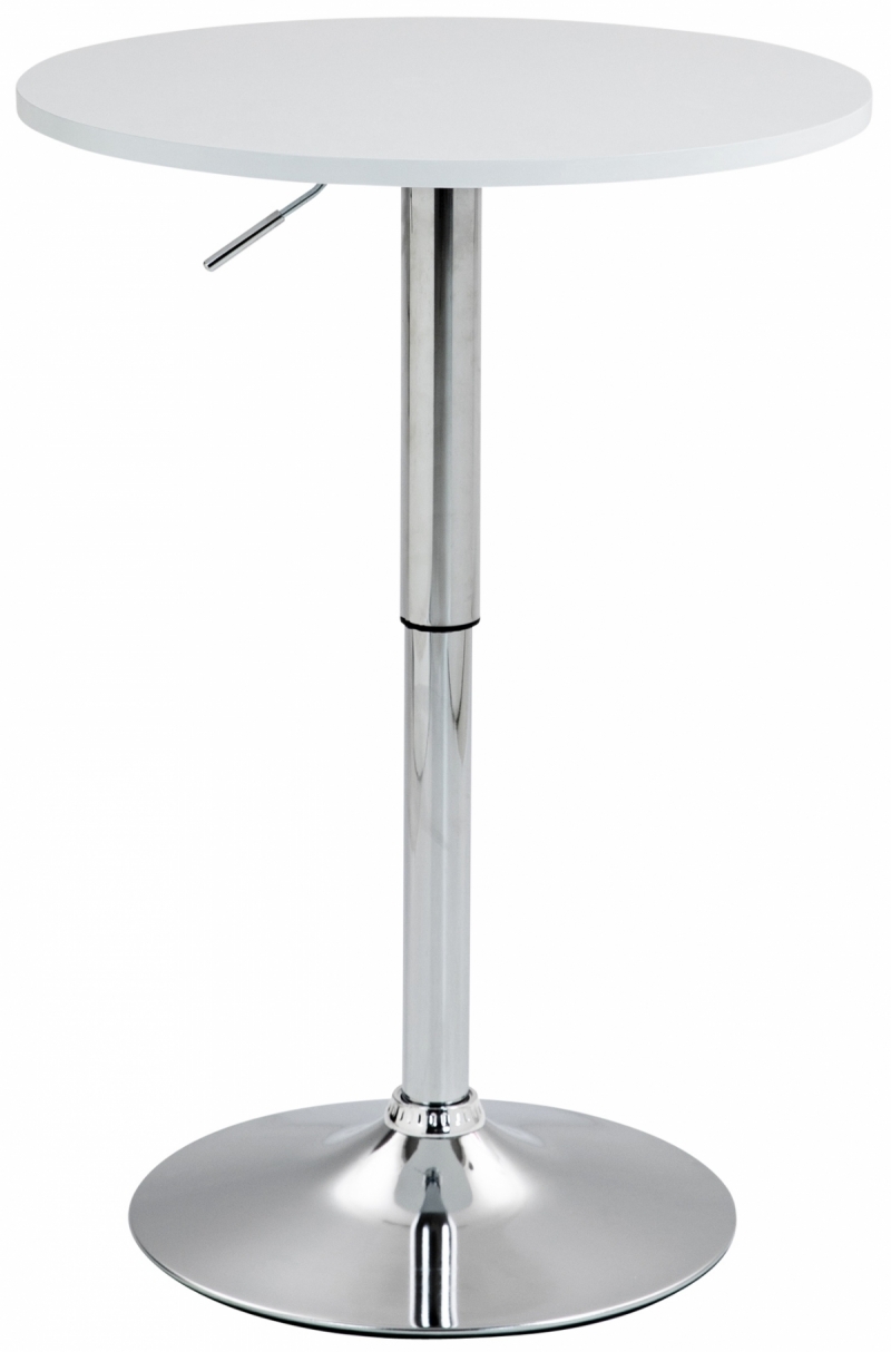 Barový stôl Lamoni - v85-106 cm x Ø60 cm - Biela