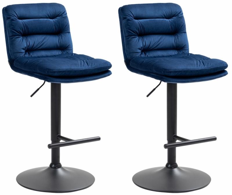 2x Barová stolička Damar - zamat, čierny rám - blue