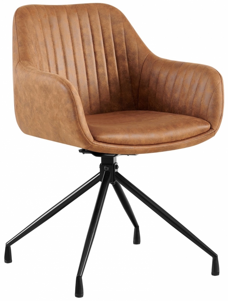Jedálenská stolička Welby Vintage - koženka - svetlohnedá