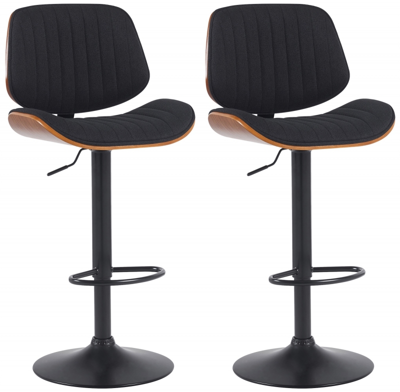 2x Barová stolička Clawson - látka, čierny rám - orech/čierna