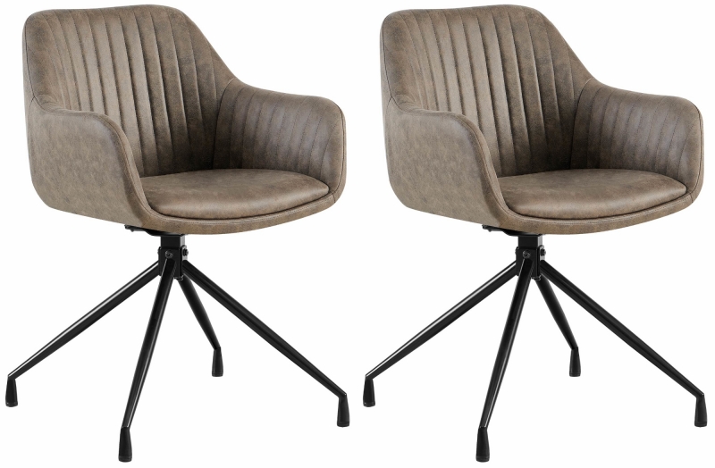Set 2 jedálenských stoličiek Welby Vintage - koženka - šedá