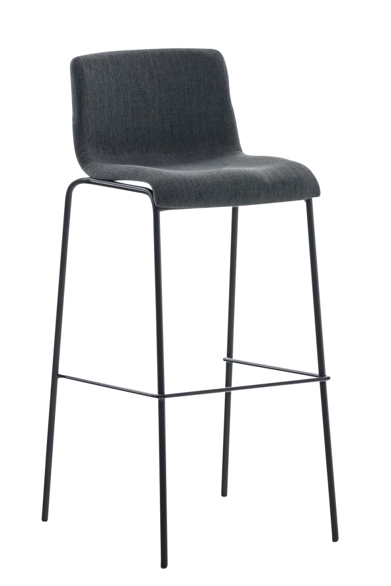 Barová stolička Hoover ~ látka, kovové nohy čierne - Tmavo sivá