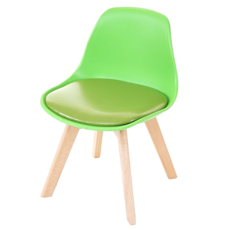 Detská stolička E81 (SET 2 ks) ~ plast, drevené nohy natura - Zelená