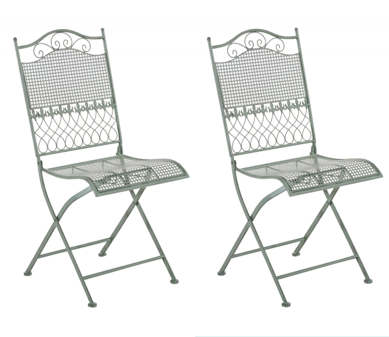 Kovová skladacia stolička Kiran (SET 2 ks) - Zelená antik