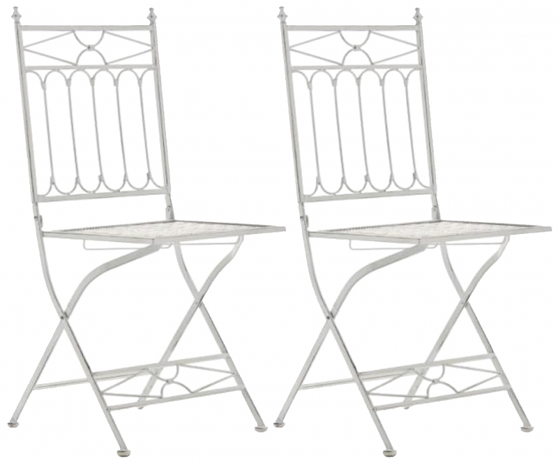 Kovová skladacia stolička Asina (SET 2 ks) - Biela antik
