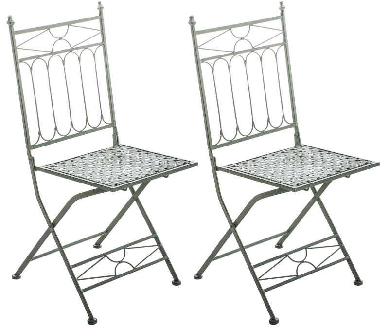Kovová skladacia stolička Asina (SET 2 ks) - Zelená antik