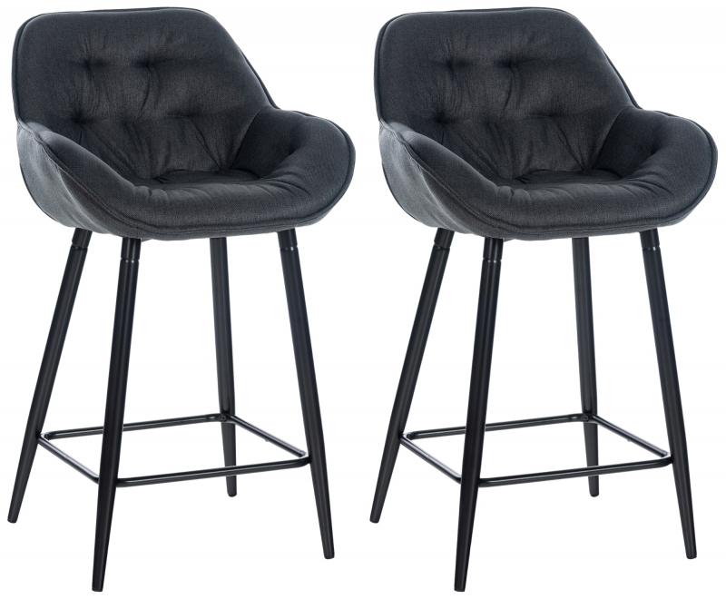 Barová stolička Gibson (SET 2 ks) ~ látka, kovové nohy čierne - Tmavo sivá