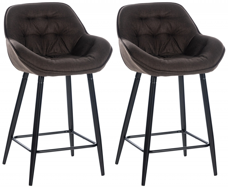 Barová stolička Gibson (SET 2 ks) ~ látka, kovové nohy čierne - Hnedá