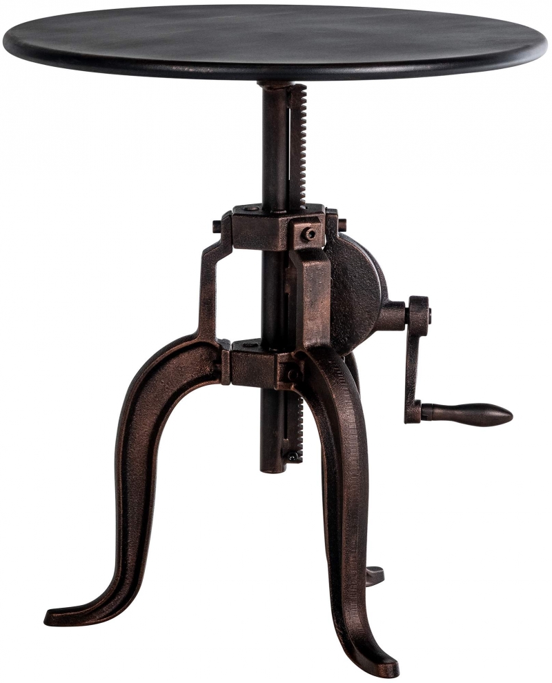 Kovový barový stôl Marcos v industriálnom štýle ~ v46-66 x Ø50 cm - Bronzová