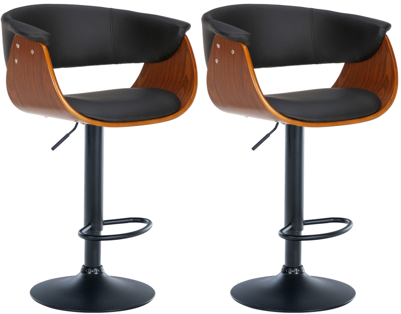 Barová stolička Vestal (SET 2ks) ~ koženka, drevo orech - Čierna