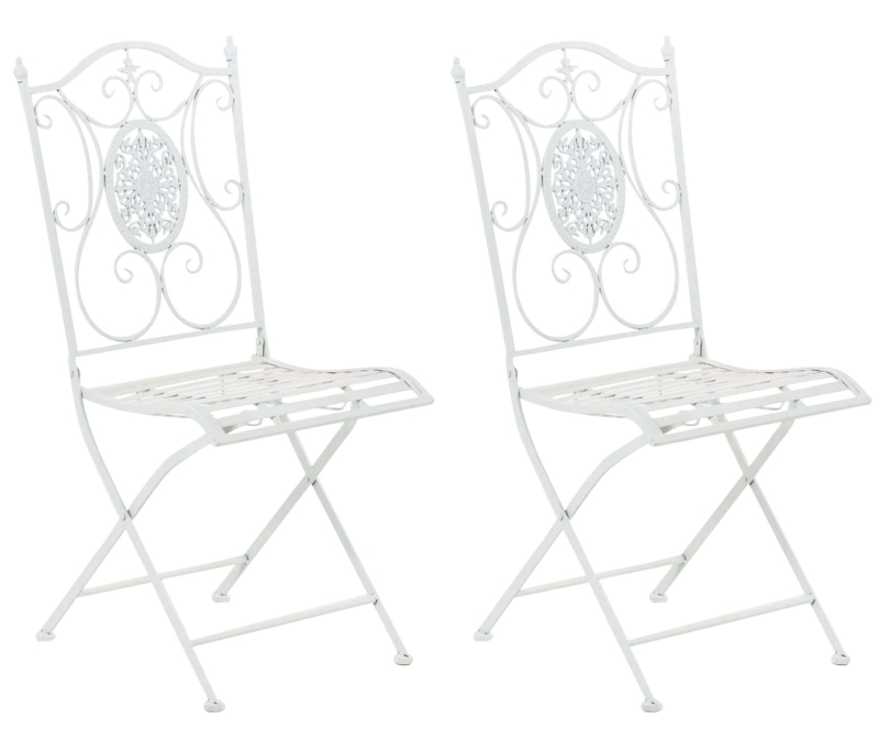 Kovová skladacia stolička Sibell (SET 2 ks) - Biela