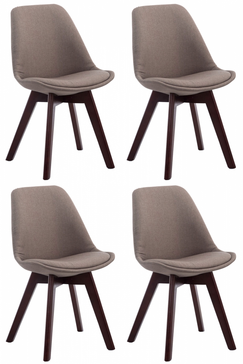 Stolička Borne V2 látka (SET 4 ks), drevené nohy orech - Sivo-hnedá (Taupe)
