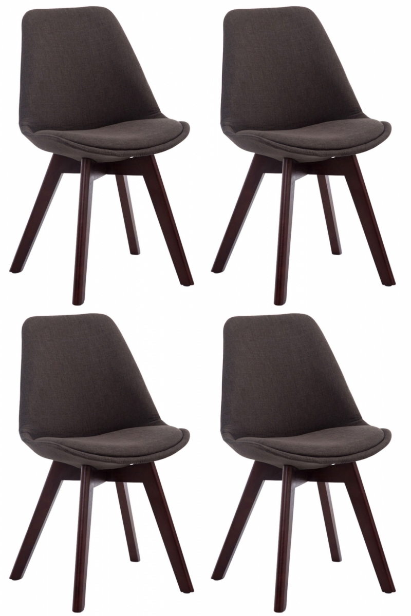 Stolička Borne V2 látka (SET 4 ks), drevené nohy orech - Tmavo sivá