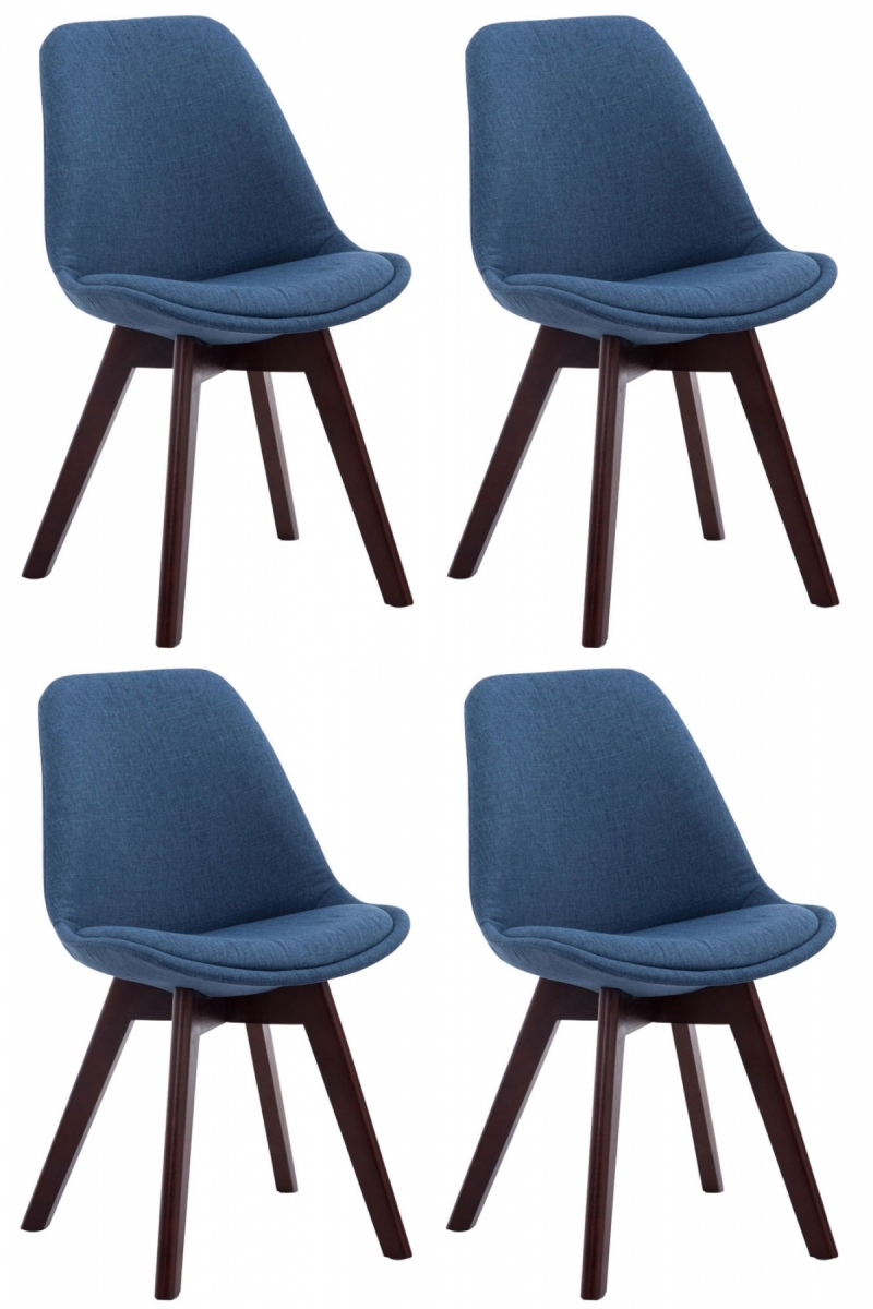 Stolička Borne V2 látka (SET 4 ks), drevené nohy orech - Modrá