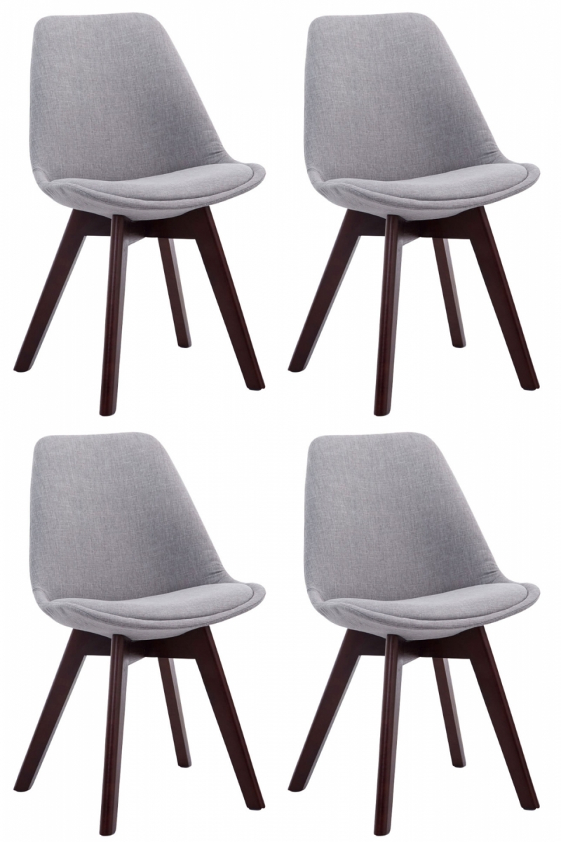 Stolička Borne V2 látka (SET 4 ks), drevené nohy orech - Sivá