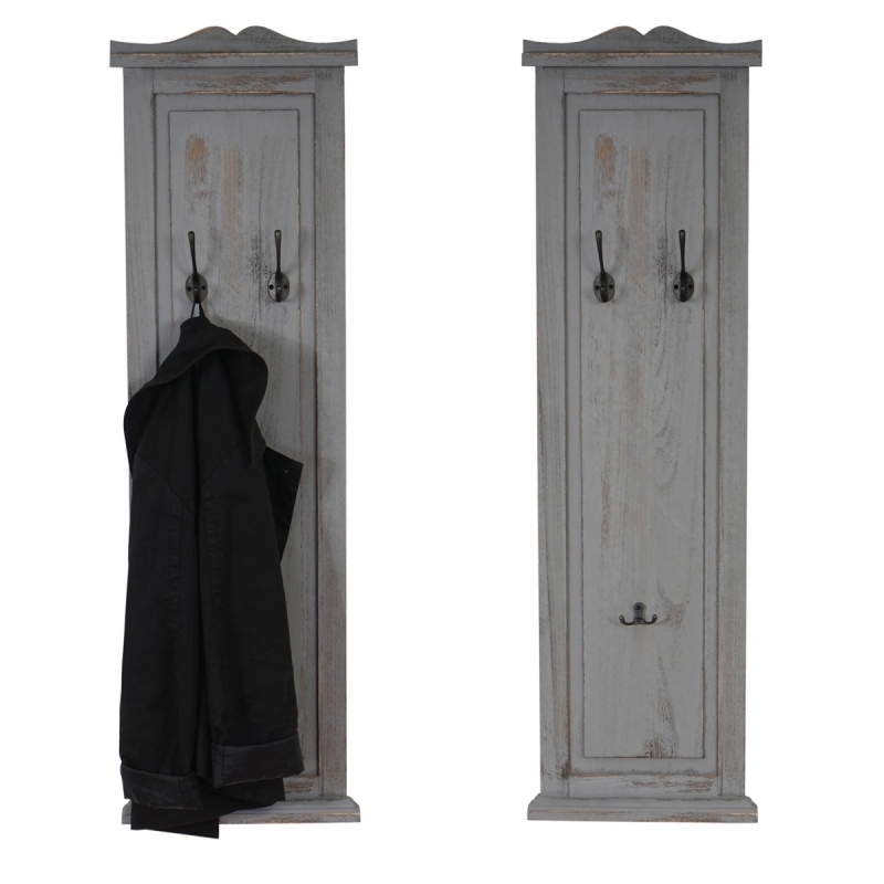 2x vešiaková stena s 3 vešiakmi 33040 - 109x28x3,5 cm, antik sivá