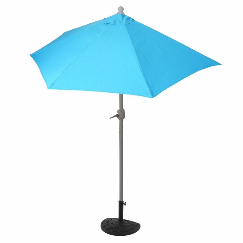 Slnečník polkruh Parla - polyester/hliník - 270cm tyrkysová so stojanom