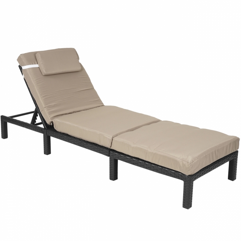 Záhradné lehátko HWC-A51 - krémové vankúše premium 10cm - antracit
