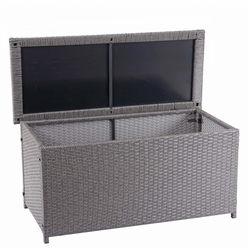 Polyratanový záhradný úložný box HWC-D88 - základná sivá, 63x135x52cm 320l