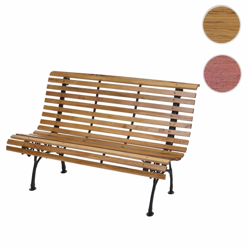 Záhradná lavica F97 2-miestna - liatina / drevo, 122 cm - Svetlo hnedá