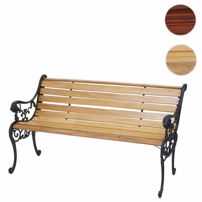 Záhradná lavica F98 2-miestna - liatina / drevo, 125 cm - Svetlo hnedá
