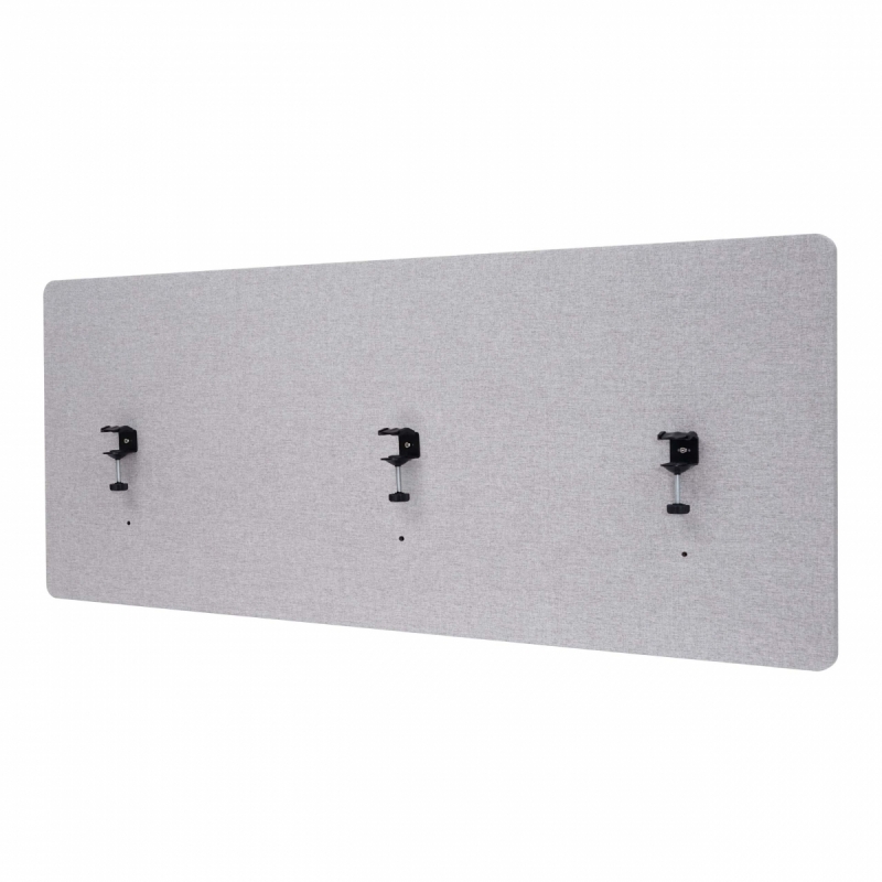 Akustický panel na stôl HWC-G75 - dvojstenná látka/textil - 60x160cm - sivá