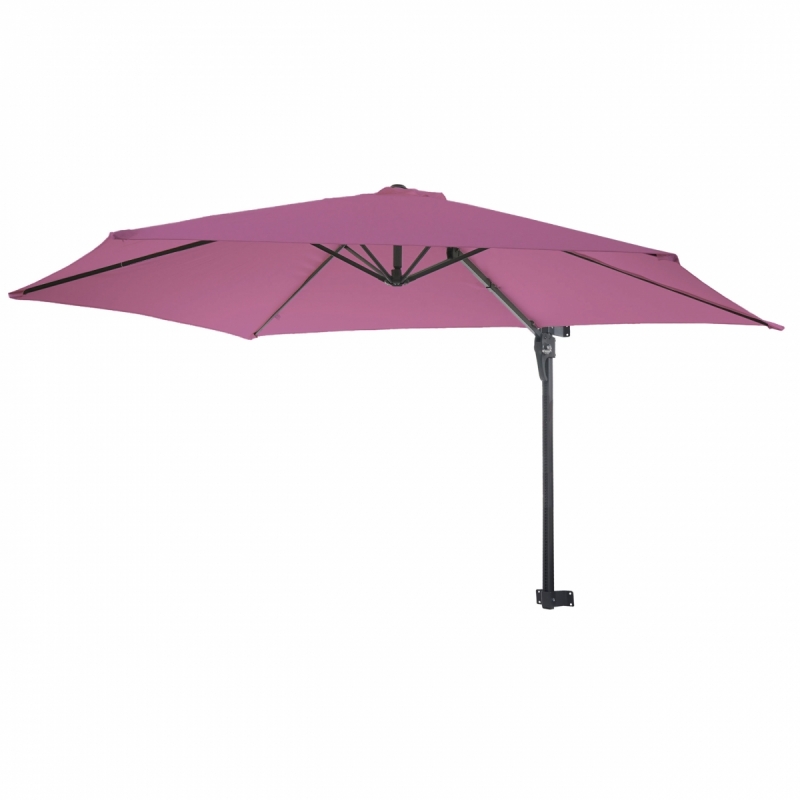 Nástenný slnečník Casoria 3 m - polyester hliník/oceľ - levanduľovo-červená