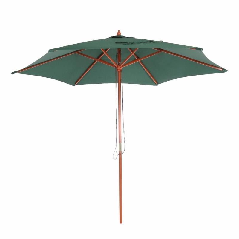 Slnečník Florida Ø 3 m - polyester/drevo - olivovo zelená