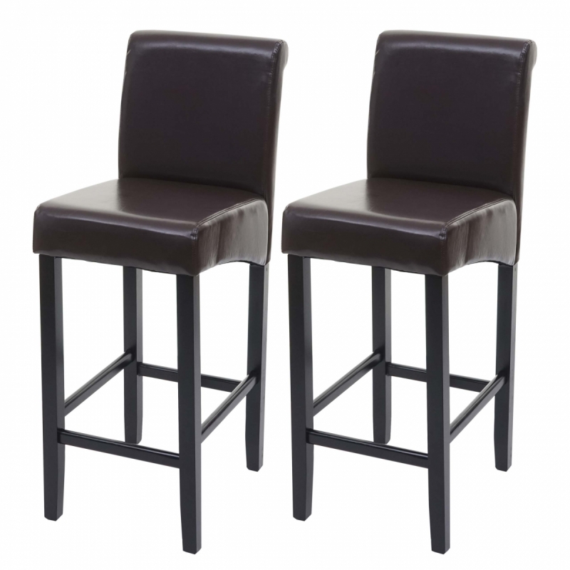 Barová stolička Lance (SET 2 ks) ~ drevené nohy tmavé - Hnedá