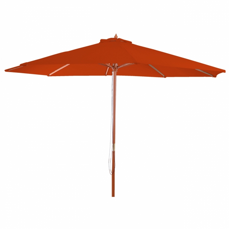 Slnečník Florida Ø 3 m - polyester/drevo - terakota