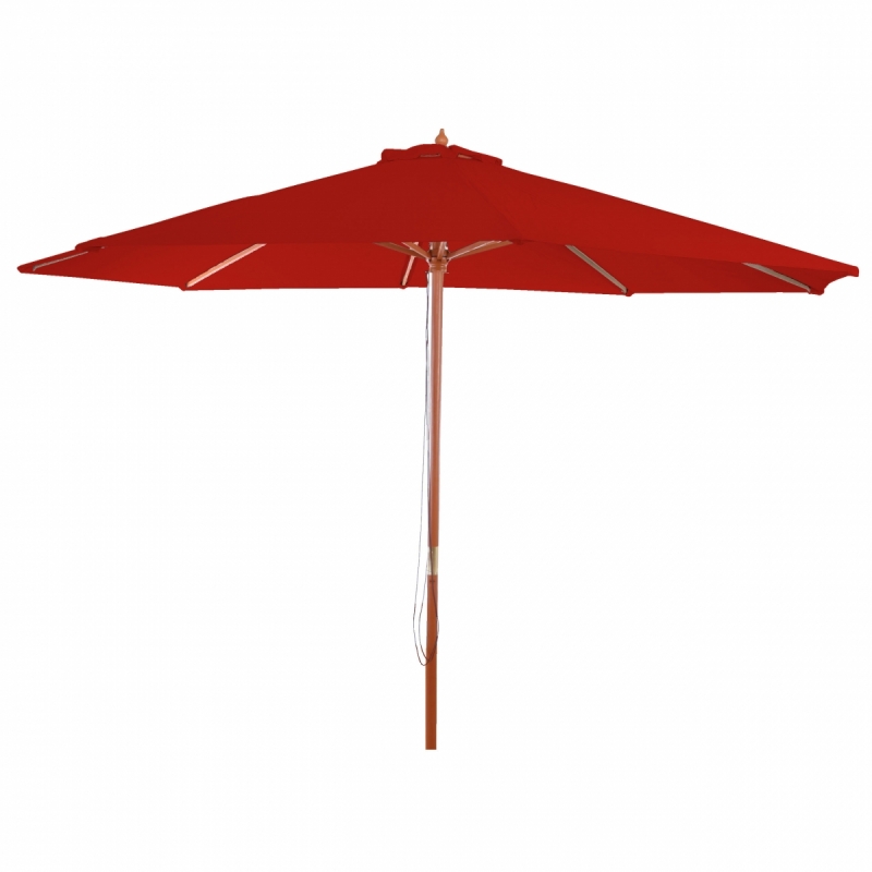Slnečník Florida Ø 3 m - polyester/drevo - červená