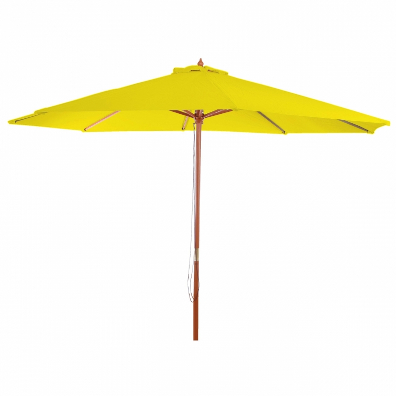 Slnečník Florida Ø 3,5m - polyester/drevo - žltá