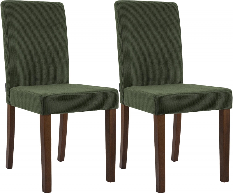 Sada 2 ks jedálenských stoličiek Ina látka cord, antik tmavá - zelená
