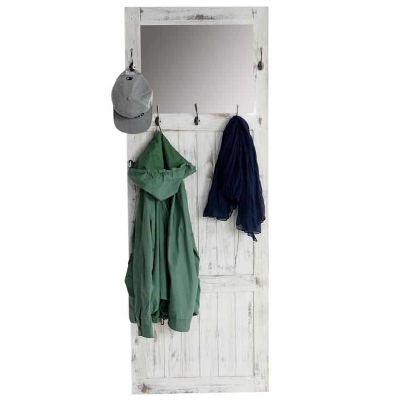 Vešiaková stena so zrkadlom Vintage 33359 - 180x65x7cm, antik biela