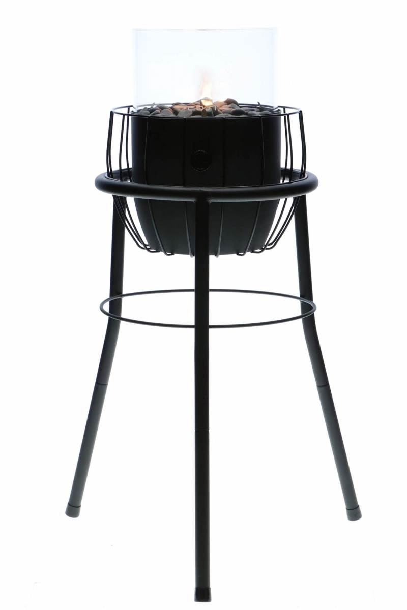 Plynový lampáš COSI Basket HIGH s podstavcom, čierny ~ Ø21 x výška 77 cm