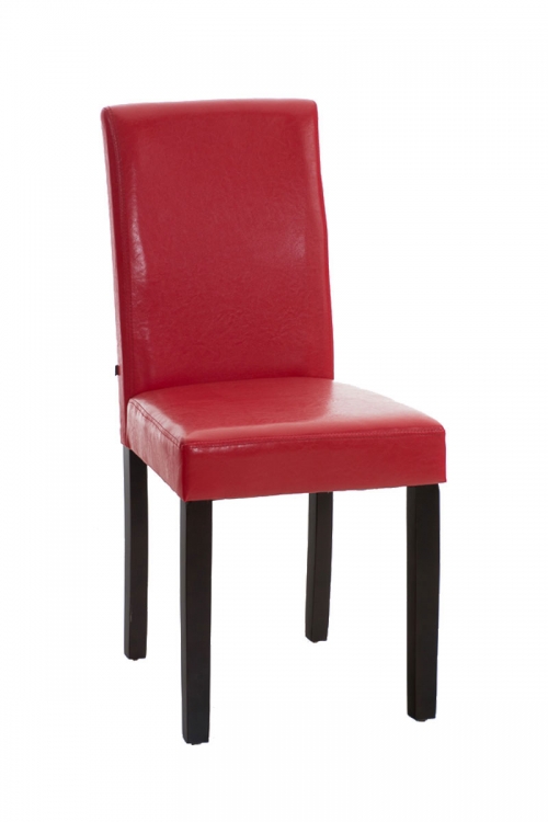Jedálenská stolička Inn, nohy tmavo hnedé - Červená