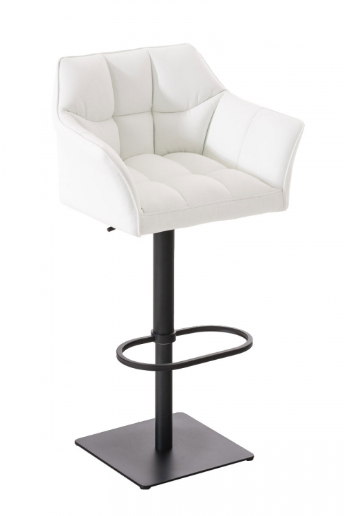 Barová stolička Damas B1 ~ koženka, čierny rám - Biela