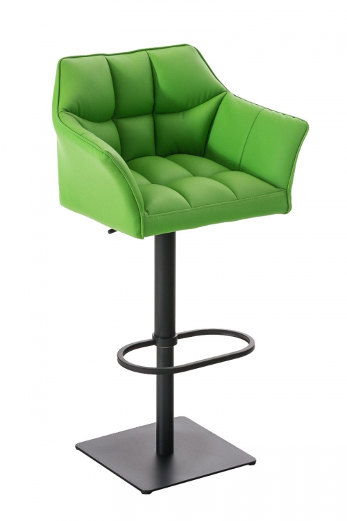 Barová stolička Damas B1 ~ koženka, čierny rám - Zelená