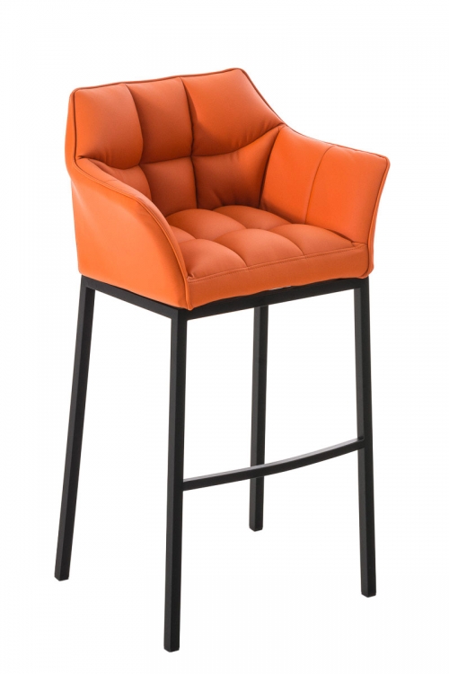 Barová stolička Damas B4 ~ koženka, čierny rám - Oranžová