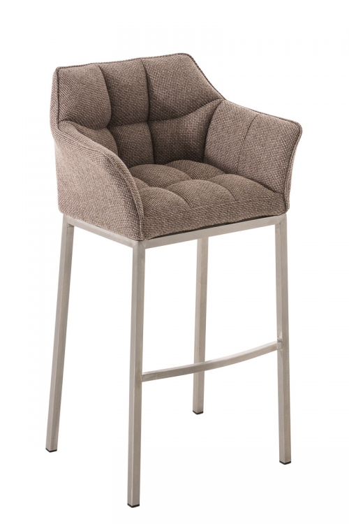 Barová stolička Damas E4 ~ látka, nerezový rám - Sivo-hnedá (Taupe)
