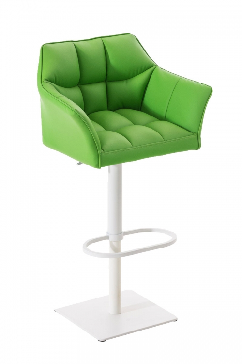 Barová stolička Damas W1 ~ koženka, biely rám - Zelená