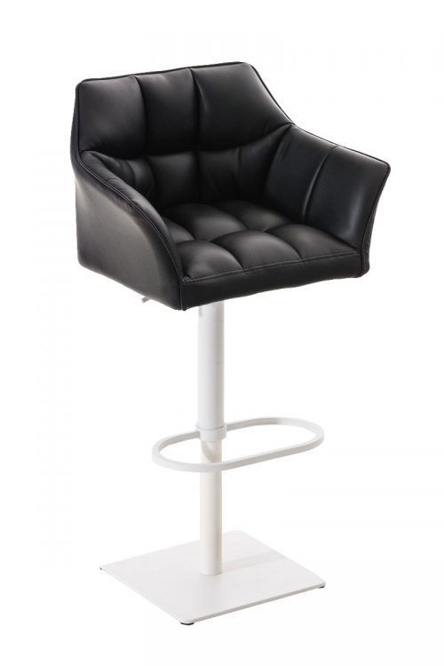 Barová stolička Damas W1 ~ koženka, biely rám - Čierna