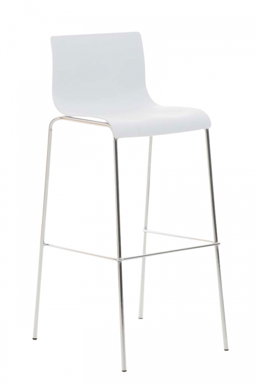 Barová stolička Hoover ~ plast, kovové nohy chróm - Biela