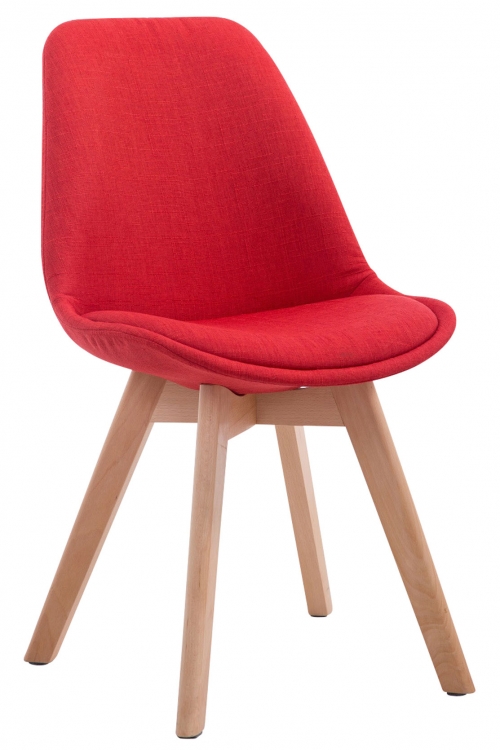Stolička Borne V2 látka, drevené nohy natura - Červená