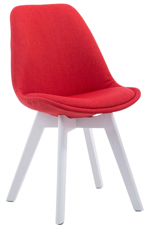 Stolička Borne V2 látka, drevené nohy biele - Červená