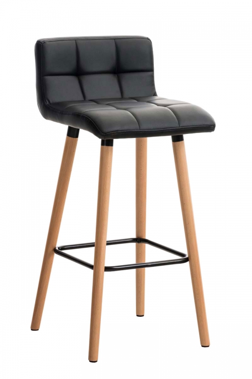 Barová stolička Lincoln ~ drevené nohy natura - Čierna