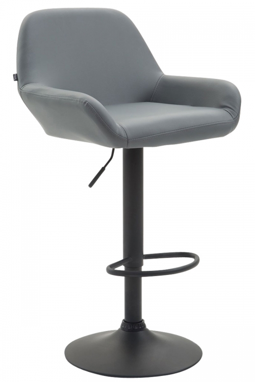 Barová stolička Braga ~ koženka, čierna podnož - Sivá