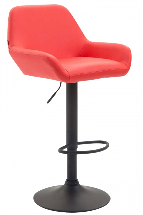 Barová stolička Braga ~ koženka, čierna podnož - Červená
