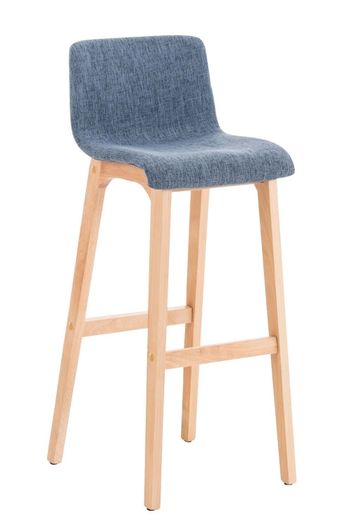 Barová stolička Hoover ~ látka, drevené nohy natur - Modrá
