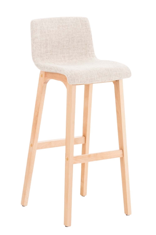 Barová stolička Hoover ~ látka, drevené nohy natur - Krémová